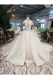 Ball Gown Wedding Dresses High Neck Top Quality Tulle Beading PNQ3SMNA