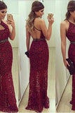 2024 Hot Sheath Halter Open Back Lace Prom Dresses PQNEJNXL