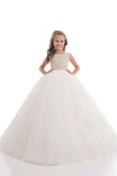 2024 New Arrival Flower Girl Dresses Ball Gown Scoop Tulle With Beads P6S4AH3S