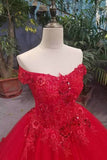 2024 New Arrival Tulle Bright Red Wedding Dresses Lace Up Floor Length P55SJZ19