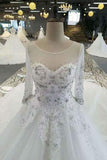 2024 Luxurious Wedding Dresses Scoop Neck With Appliques And Sequins Lace Up P772SQG3