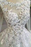 2024 New Arrival Tulle Lace Up Wedding Dresses With Appliques And Sequins A-Line PH1JSEK4