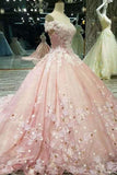 2024 Marvelous Off The Shoulder Wedding Dresses Tulle With Crystals Appliques Lace P69X9Z5D