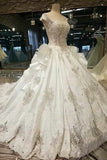 2024 Marvelous Satin High Quality Floral Wedding Dresses Lace Up Scoop Neck PC75YQBG