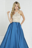 2024 A Line Scoop Satin Prom Dresses With Beads PNHXJ96T