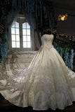 2024 Marvelous High-End Satin Strapless Wedding Dresses Lace Up With Beads P6A3EB4H