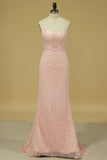 2024 Prom Dresses Sweetheart Lace With Beading PDXF3XKM