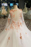 2024 Elegant Scoop Neck Wedding Dresses Tulle A-Line Lace Up With PDTNKB7N