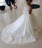 Lovely Cap Sleeves Appliques Ball Gown Little Flower Girl Dress, Off the Shoulder Baby Dress STK15257