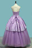 2024 Quinceanera Dresses Scoop Ball Gown Tulle & Satin With PHMATNK3