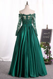 2024 Off The Shoulder Long Sleeves Evening Dresses A-Line PHBM6DCK