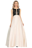 2024 A Line Scoop Satin Prom Dresses With Sequins&Bow PCCAGME6