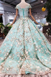 2024 New Prom Dresses Off-The-Shoulder Ball Gown Lace Up Back PTEL3ZKN