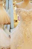 2024 New Arrival Off The Shoulder A-Line Wedding Dresses Lace Up With Appliques P5KPQECE