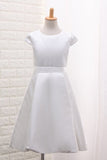 2024 New Arrival Satin A Line Scoop Flower Girl Dresses With PLXTR1GB