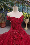2024 Good Quality Lace Burgundy/Maroon Wedding Dresses Lace Up A-Line Off PQEZA3A6