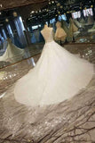 2024 New Arrival Scoop Neck Wedding Dresses Tulle Lace Up With Crystals PR17216E