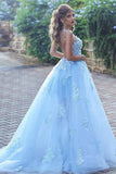 2024 Bateau A Line Prom Dresses Tulle With Applique PATRHYHR