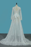 2024 A Line Prom Dresses Scoop Long Sleeves Lace PLFGRLXZ