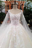 2024 Fantastic Scoop Neck Wedding Dresses Lace Up With Appliques PKXLA8BL