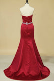 2024 Satin Sweetheart Evening Dresses Beaded Waistline PENNLKYE