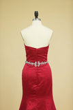 2024 Satin Sweetheart Evening Dresses Beaded Waistline PENNLKYE