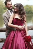 2024 A Line Sweetheart Velvet & Satin Prom Dresses P4GCE3HF