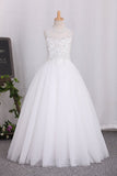 2024 New Arrival Scoop Tulle A Line Flower Girl Dresses With Applique PLFZLQQP