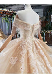 Ball Gown Wedding Dresses One And Half Meter Train Off The Shoulder Top Quality Appliques PXY4T7SY