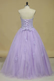 2024 Quinceanera Dresses Sweetheart Tulle With Beads P82YLBPH