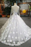 2024 New Arrival Tulle Lace Up Wedding Dresses With Appliques And Sequins A-Line PH1JSEK4