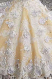 2024 Floral Wedding Dresses Lace Up With Appliques And Crystals Scoop P16SBLYH
