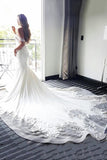 2024 Off The Shoulder Mermaid Wedding Dresses Satin With Applique And P9PYJ9FK