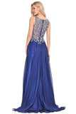 2024 A Line Prom Dresses Scoop Chiffon With Beading Sweep P4GLGZ8Z