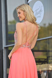 2024 A Line Spaghetti Straps With Beading Prom Dresses Chiffon Open PN487EZ2