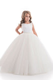 2024 Open Back Scoop Flower Girl Dresses Ball Gown Tulle & Lace P8X14HPQ