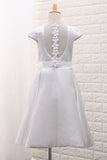 2024 New Arrival Satin A Line Scoop Flower Girl Dresses With PLXTR1GB
