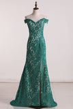 2024 Off The Shoulder Sheath Prom Dresses Lace With Slit PZ58XN6T