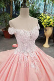 2024 New Arrival Satin Off The Shoulder Wedding Dresses Lace Up With Appliques P67GBN2Z