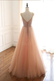 Sexy Straps Sleeveless Long Tulle Prom Dress With Beading Floor Length Sparkly Evening SRSP6ZBZ4KZ