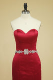 2024 Satin Sweetheart Evening Dresses Beaded Waistline PENNLKYE