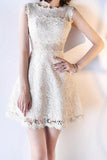 2024 Homecoming Dresses A Line Scoop Lace Short/Mini Zipper Up