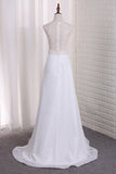 2024 New Arrival A Line Scoop Chiffon & Lace Wedding Dresses PAGMS1MZ