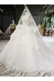 Ball Gown Wedding Dresses Scoop Aline Top Quality Appliques P69G5466