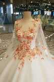 2024 Elegant Scoop Neck Wedding Dresses Tulle A-Line Lace Up With PDTNKB7N