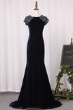 2024 Velvet Mermaid Evening Dresses Scoop With Beading P5HYPS12