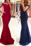 2024 Off The Shoulder Mermaid Satin Evening Dresses Sweep Train