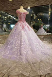2024 Luxurious Wedding Dresses Lace Up Off The Shoulder With Appliques PPQC6X5T