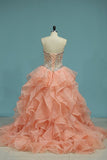 2024 Quinceanera Dresses Sweetheart Ball Gown With Beads PH9S21DE