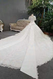 2024 Luxurious Wedding Dresses Scoop Neck With Appliques And Sequins Lace Up PT2ZJ3JF